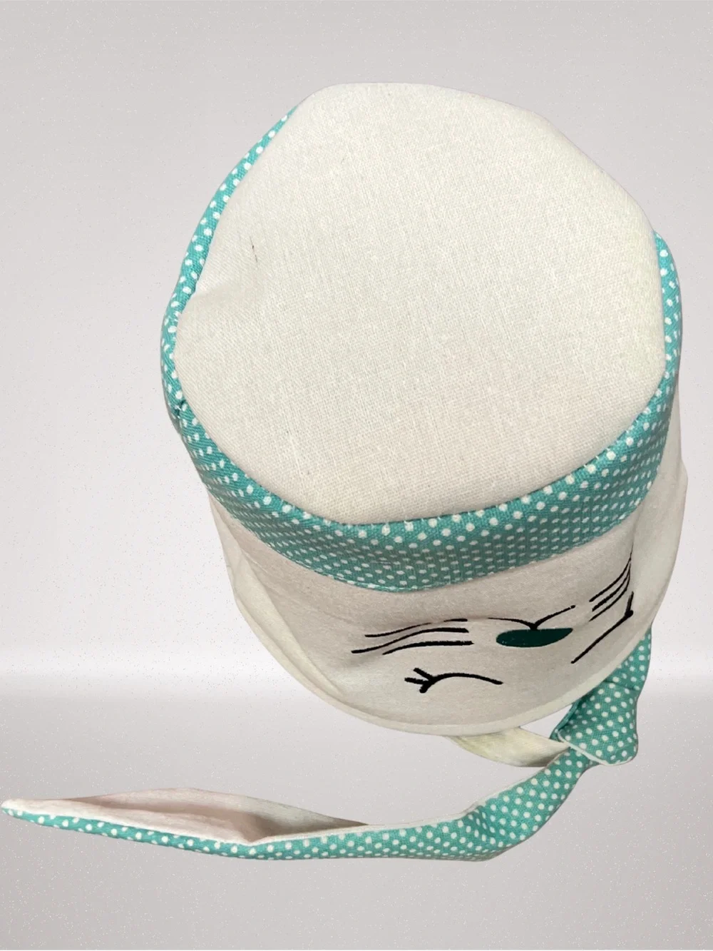 Bunny Rabbit Fabric Storage Basket Teal Polka Dot Nursery Bin